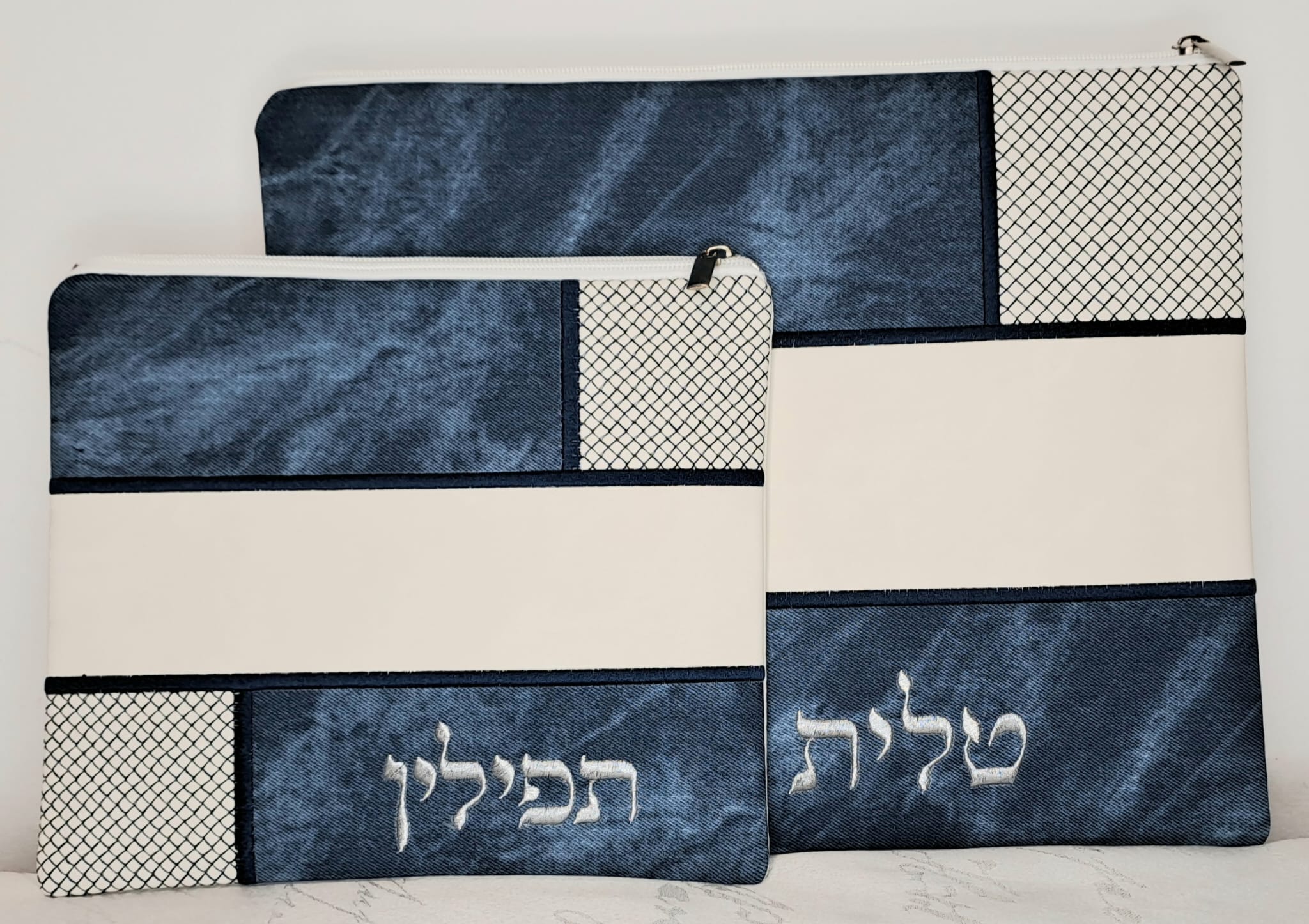 כיסוי טלית ותפילין בעיצוב שמים כחול 1