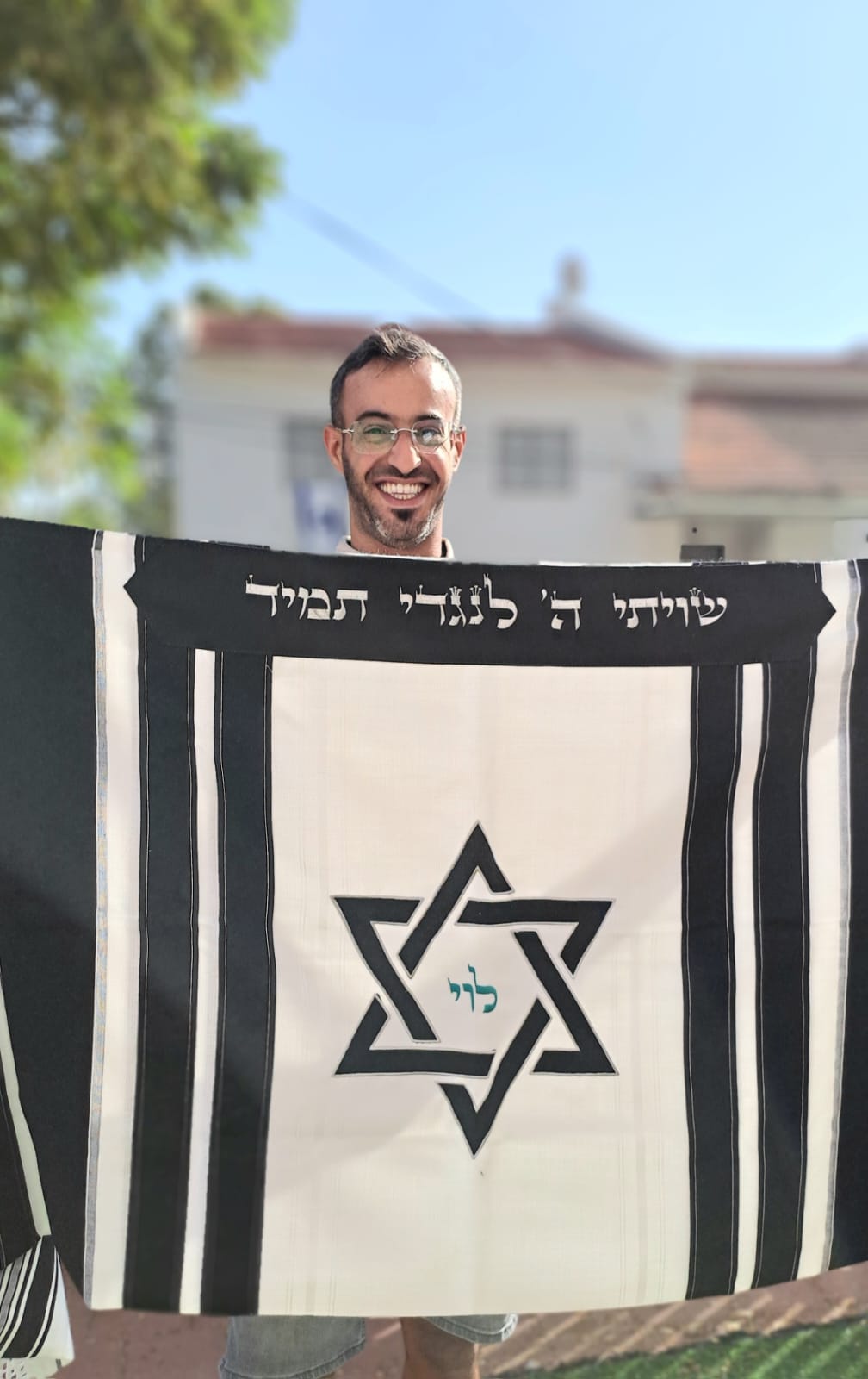 טלית מהודרת 100% צמר עם הקדשה אישית אוריה אומנות ועיצוב בטליתות 1
