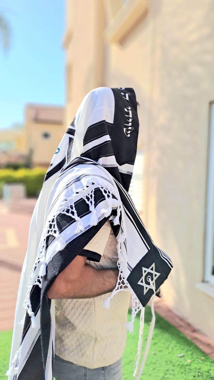 טלית מהודרת 100% צמר עם הקדשה אישית אוריה אומנות ועיצוב בטליתות 3